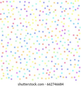 Starry Background. Background of stars. Vector isolated confetti on white background pattern. Square card vector. Small stars. Template for holiday designs, invitation, party, birthday, wedding. 