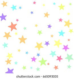 Starry Background. Background of stars. Vector isolated confetti on white background pattern. Square card vector. Small stars. Template for holiday designs, invitation, party, birthday, wedding. 