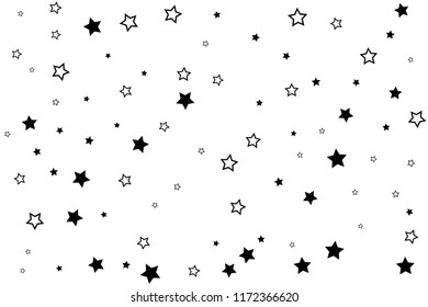 Starry background. Vector seamless pattern with stars. Monochrome horizontal texture. Swatch with sparkles for textile design.