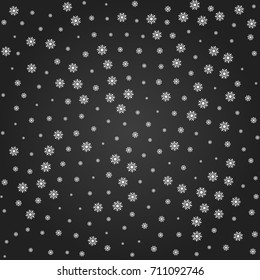 Starry background of white stylized stars on a dark sky. The concept of bliss, holiday, Christmas, New Year. Starry background. Black and white ornament. Isolated image. Vector illustration