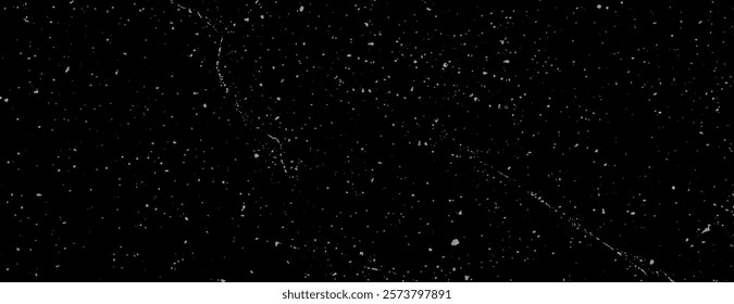 Starry black background, cosmic style. The background is black with white speckles. Textured background with a black and white color scheme. Minimal grainy speckled texture background vector