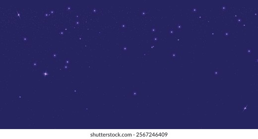 Starry blue night sky background with twinkling white stars scattered across a deep, tranquil blue gradient. Perfect for serene designs, celestial themes, and dreamy nighttime illustrations.