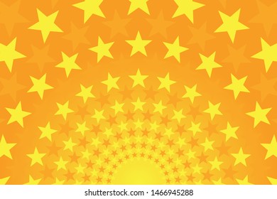 Starry bright yellow and orange comic background. Vector illustration.
