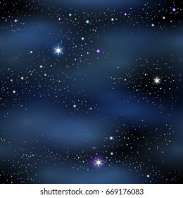 Starry and cloudy night. Space seamless background. 
Mask was used.