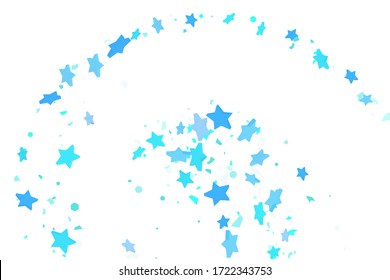 Starry Confetti. Blauer, zufälliger Konfetti-Hintergrund. Helle Design-Vorlage. Vektormuster mit blauen Sternen. Geeignet für Ihr Design, Karten, Einladungen, Geschenk, VIP.