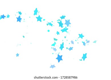 Starry Confetti. Blauer zufälliger Konfetti Hintergrund. Helle Designvorlage. Vector Muster mit blauen Sternen. Geeignet für Ihr Design, Karten, Einladungen, Geschenk, VIP.