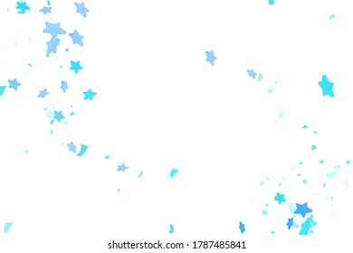Starry Confetti. Blauer, zufälliger Konfetti-Hintergrund. Helle Design-Vorlage. Vektormuster mit blauen Sternen. Geeignet für Ihr Design, Karten, Einladungen, Geschenk, VIP.