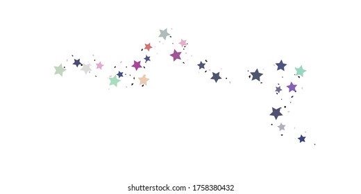 Starry Confetti. Multicolored random stars confetti background. Bright design template. Vector pattern with colored stars. Suitable for your design, cards, invitations, gift, VIP.