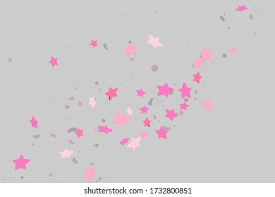 Starry Confetti. Fondo rosado aleatorio de confeti. Plantilla de diseño brillante. Patrón vectorial con estrellas rosas. Adecuado para tu diseño, tarjetas, invitaciones, regalo, VIP.