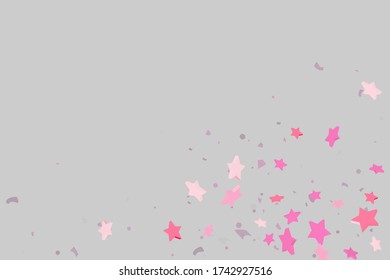 Starry Confetti. Fondo rosado aleatorio de confeti. Plantilla de diseño brillante. Patrón vectorial con estrellas rosas. Adecuado para tu diseño, tarjetas, invitaciones, regalo, VIP.