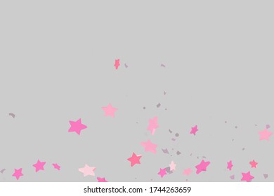 Starry Confetti. Fondo rosado aleatorio de confeti. Plantilla de diseño brillante. Patrón vectorial con estrellas rosas. Adecuado para tu diseño, tarjetas, invitaciones, regalo, VIP.