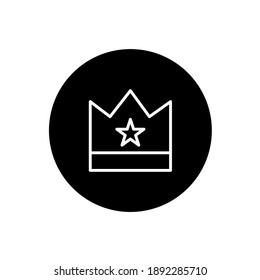 Icono de la corona estrellada en estilo circular negro. Símbolo de la corona de la estrella. Ilustración del vector