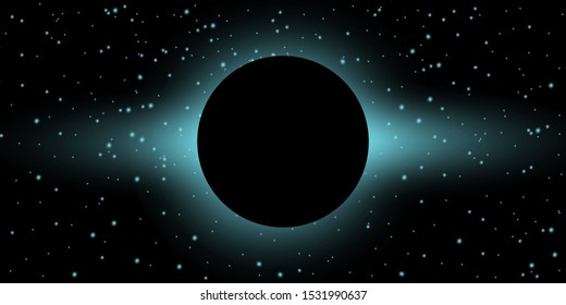 Starry dark night sky with planets. Astronomy space star background. Night pattern with stars and moon. Vector illustration.
