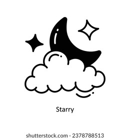 Starry doodle Icon Design illustration. Space Symbol on White background EPS 10 File