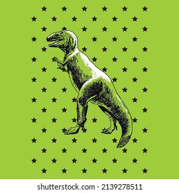 starry dragon pattern is designed for t-shirt on green background.eps
