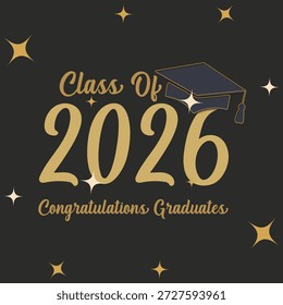 Starry elegante Graduierung Design feiert Klasse 2026 mit festlichem akademischen Charme