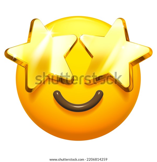 Starry Eyed Emoji Golden Stars Eyes Stock Vector (Royalty Free ...