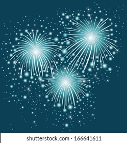 Starry festive fireworks background.
