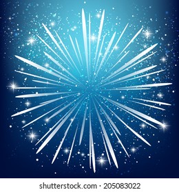 Starry firework on blue background