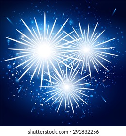 Starry fireworks on blue background