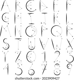 Starry font, Letters and numbers, alphabet