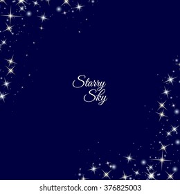 Starry frame on dark blue background