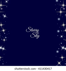 Starry frame on dark blue background