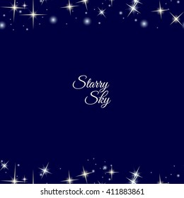 Starry frame on dark blue background