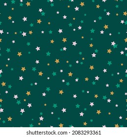 starry green christmas seamless pattern