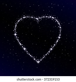 Starry heart as a constellation. Valentine's day abstract background. Vector illustration