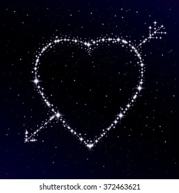 Starry heart as a constellation. Valentine's day abstract background. Vector illustration