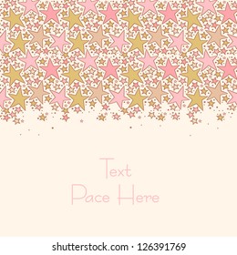 Starry horizontal banner. Decorative scribble border with stars. Childish template for design and decoration