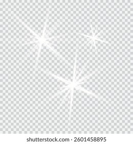 Starry Lights Background Design Elements, Transparent Bright Star Shapes Vector Illustration