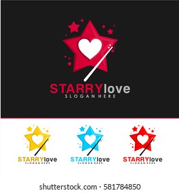 Starry Love with Magic Stick logo Vector