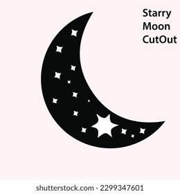 starry moon cut out vector