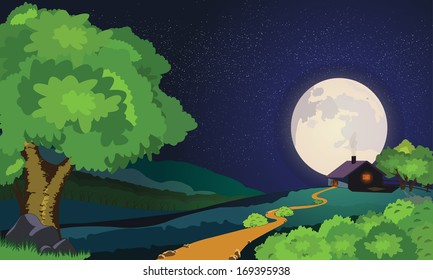 Starry Moonlit Night