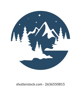 Starry mountain landscape graphic design
