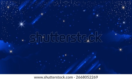 Starry navy winter night sky with glowing constellations