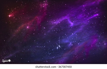 Starry Nebula. Colorful Outer Space Background. Vector Illustration. 