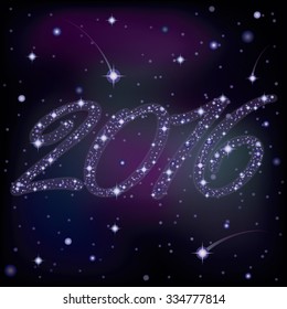 Starry New 2016 Year card, vector illustration