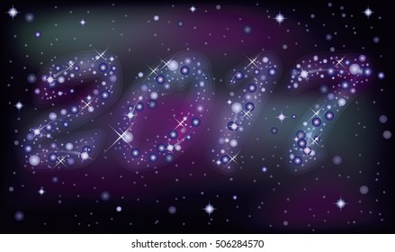 Starry new 2017 year banner, vector illustration