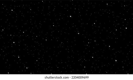 Starry night abstract background with scattered vector stars in the black sky