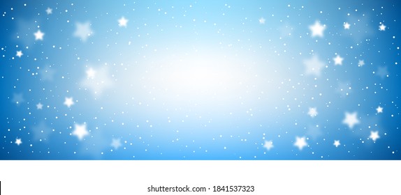 Starry night background. Blue evening sky horizontal banner.