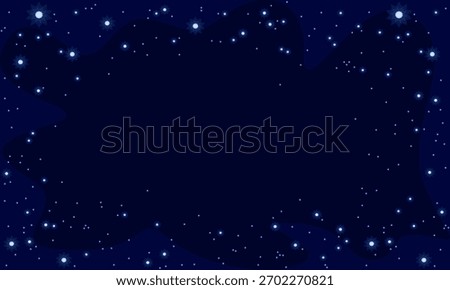 Starry night background with copy space. Vector cartoon flat illustration of space