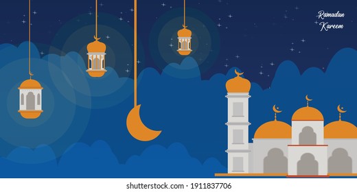 Starry night background design during the month of Ramadan