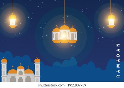 Starry night background design during the month of Ramadan