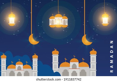 Starry night background design during the month of Ramadan