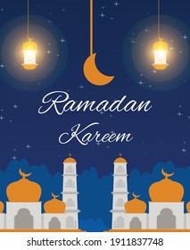 Diseño de fondo nocturno estrellado durante el mes de Ramadán