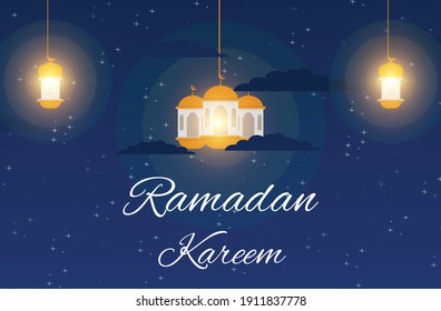 Starry night background design during the month of Ramadan