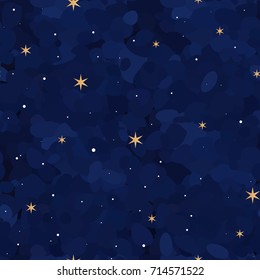 Starry Night Background, Seamless Pattern, Vector Illustration